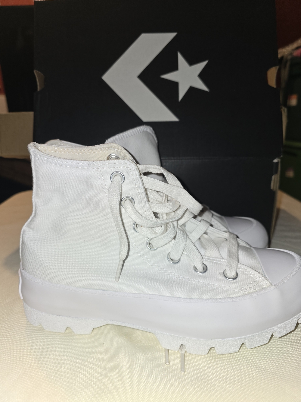 Converse White High-Top Canvas Platform Sneakers